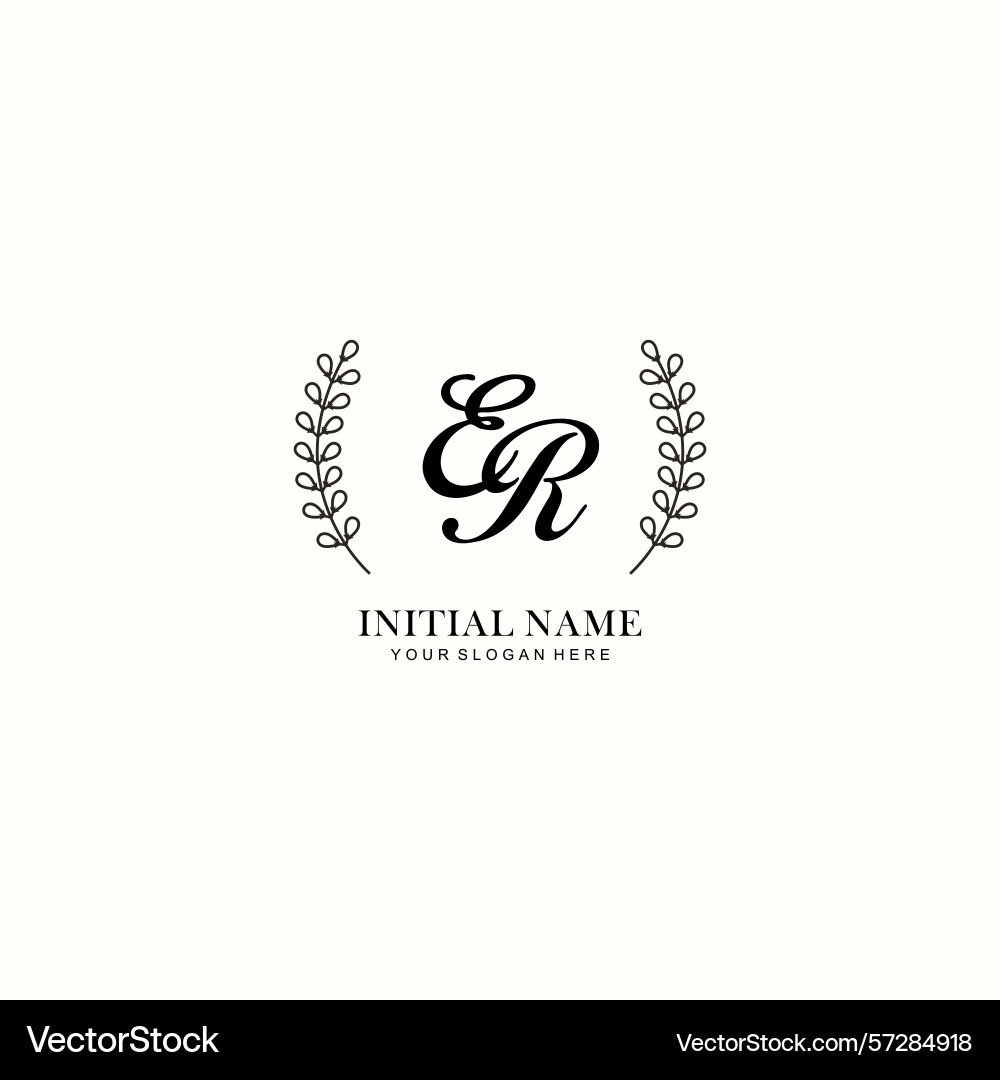 Er initial logo templates with botanical elements Er initial logo templates with botanical elements Vector Image