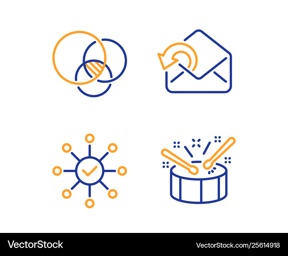 Euler diagram send mail and survey check icons Vector Image