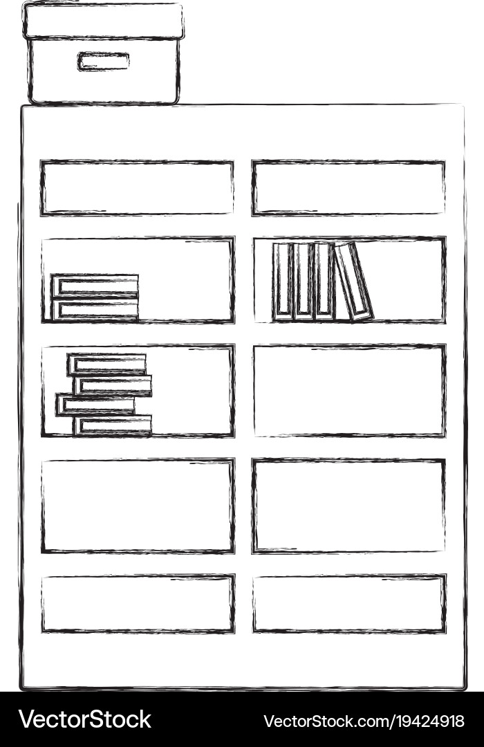 Figure bookcase with books inside and box archive Vector Image