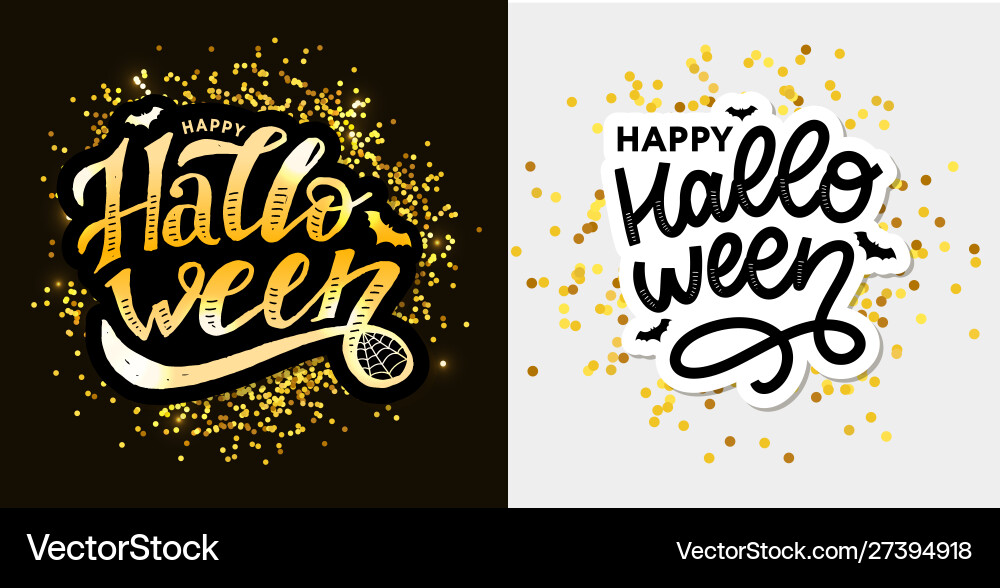 Happy halloween text banner lettering calligraphy Happy halloween text banner lettering calligraphy vector image
