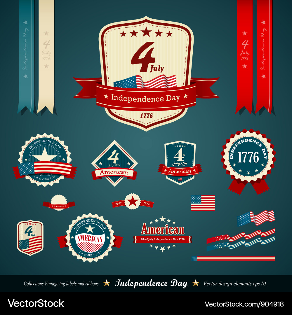Independence Day Labels & Tags Vector Image