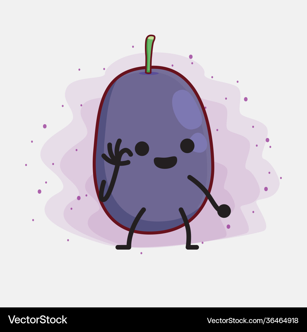 Java plum fruit cute character with simple face Vector Image