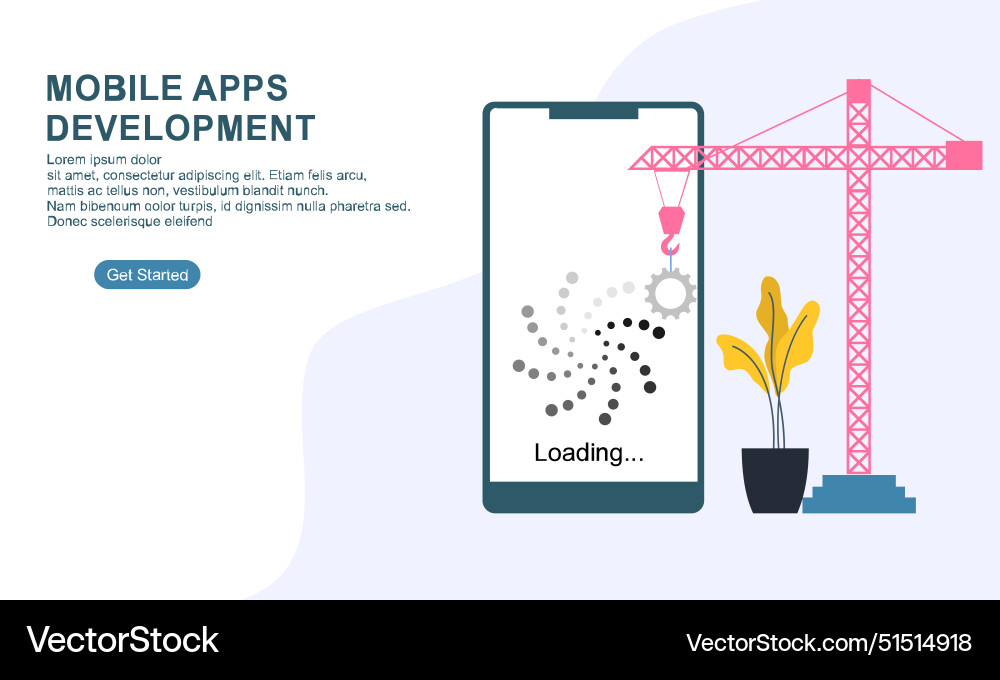 Landing page template for mobile app development vector image