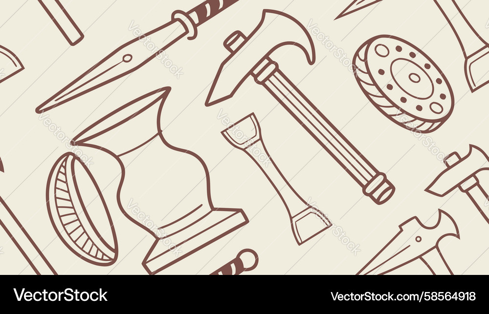 Medieval Weapons & Tools Pattern Vector Image