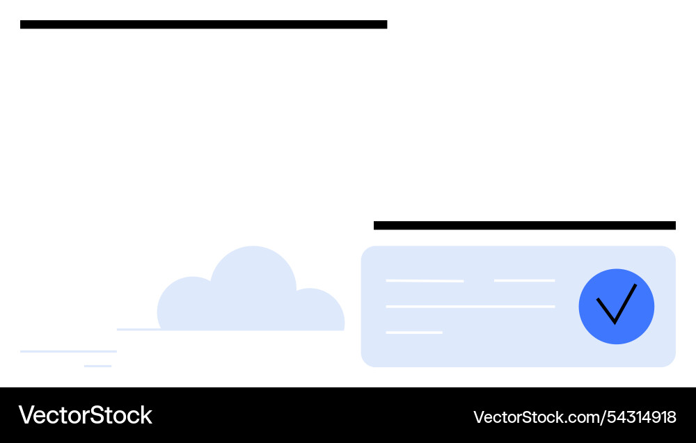 Minimalist cloud storage concept with checkmark Minimalist cloud storage concept with checkmark vector image