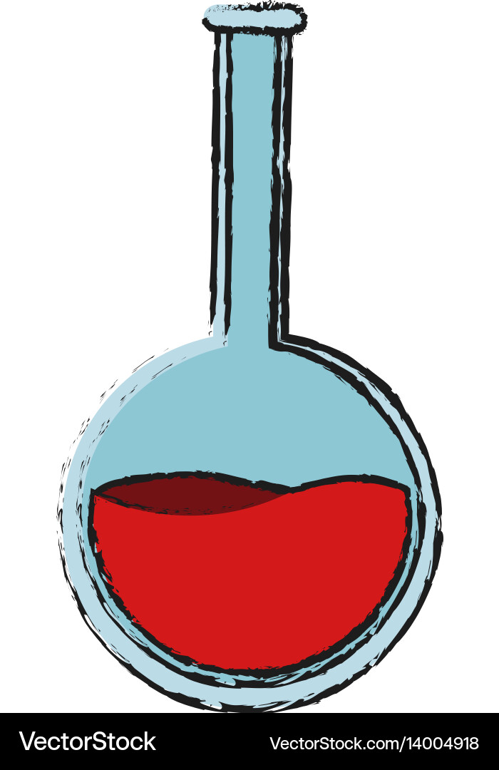 Round bottom flask with red liquid icon image Vector Image