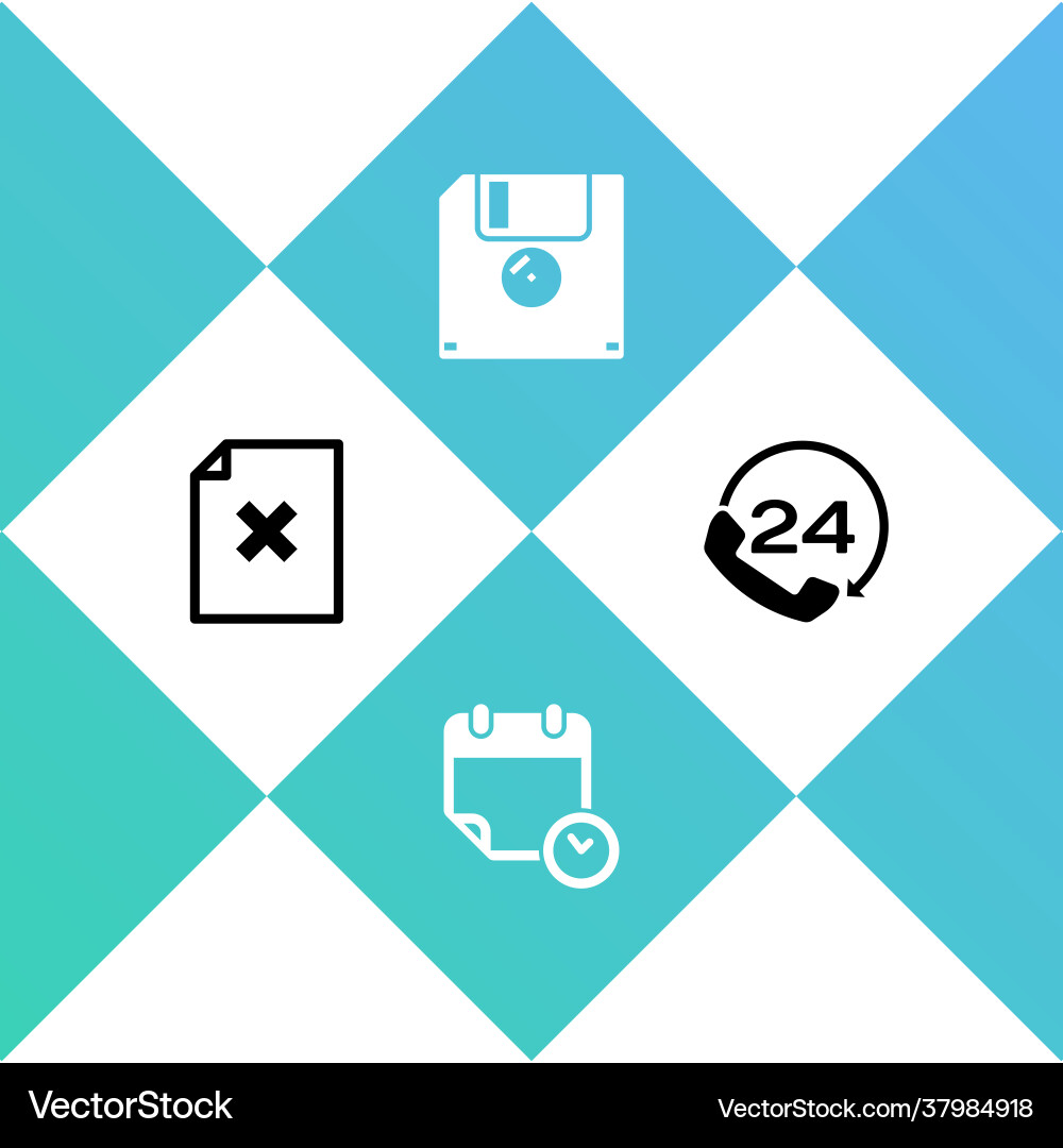 Set delete file document calendar and clock Set delete file document calendar and clock Vector Image