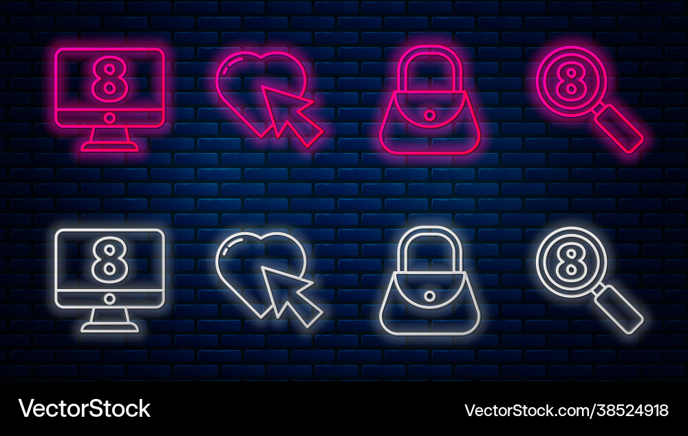 Set line heart and cursor click handbag 8 march Set line heart and cursor click handbag 8 march Vector Image