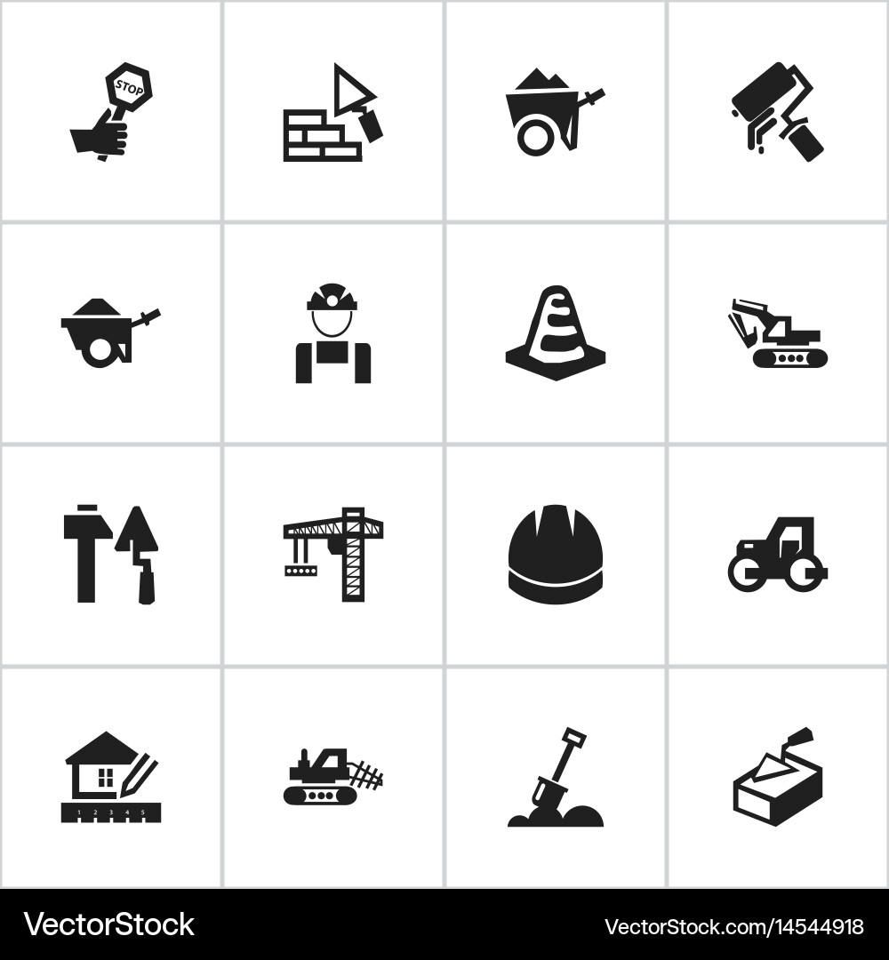 Set of 16 editable building icons includes vector image