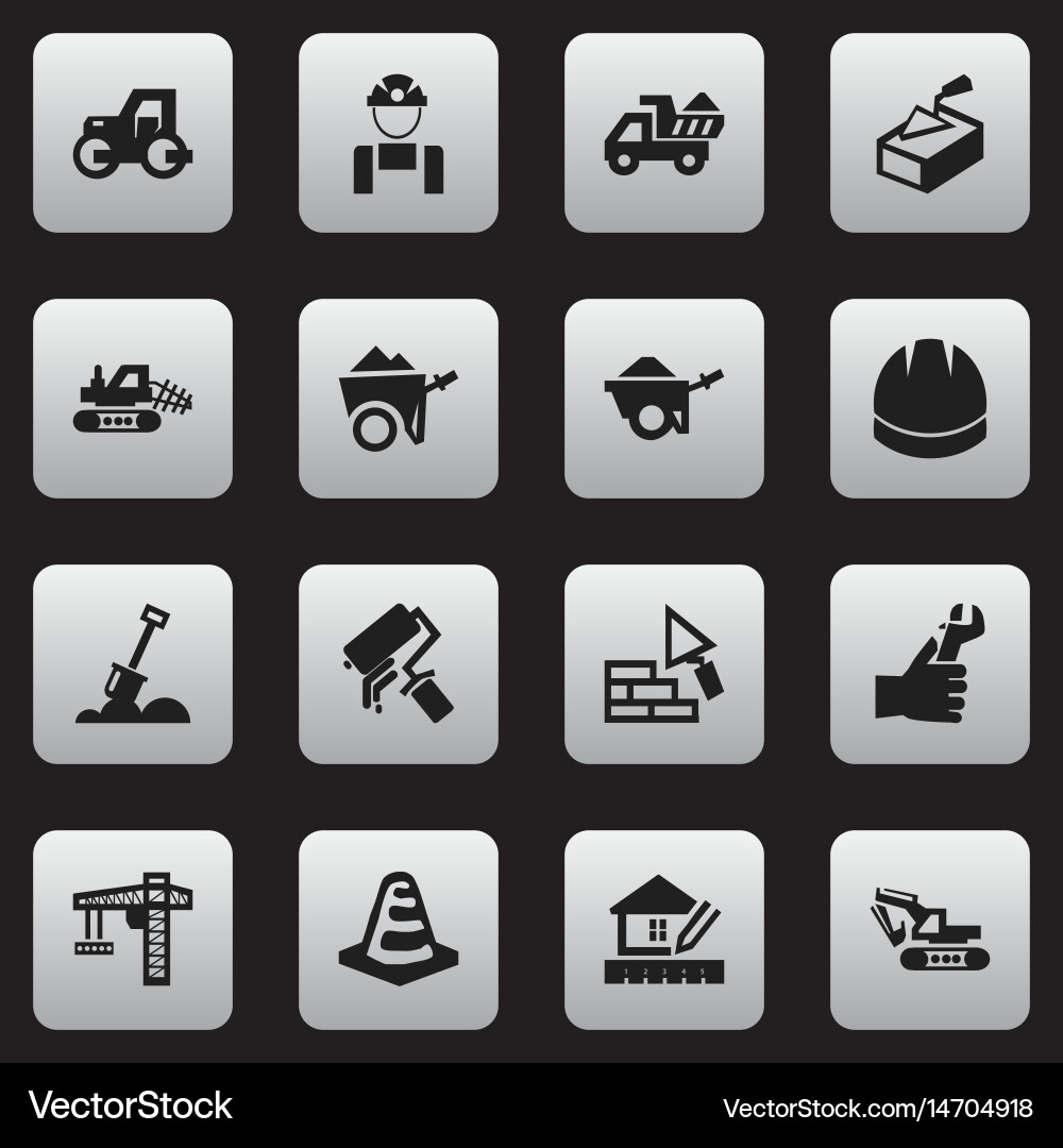Set of 16 editable building icons includes vector image