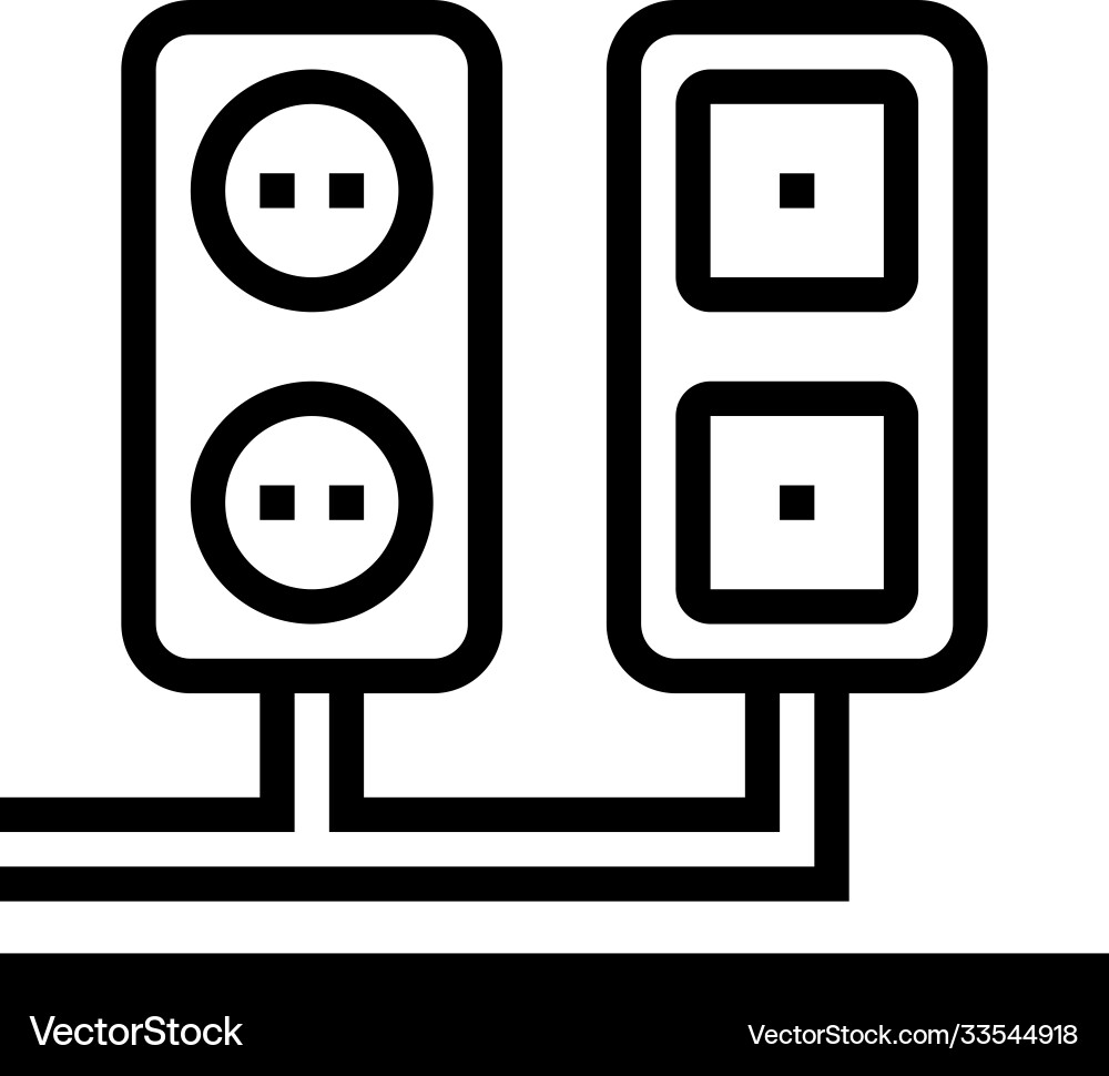 Socket and antenna output installation line icon Socket and antenna output installation line icon Vector Image