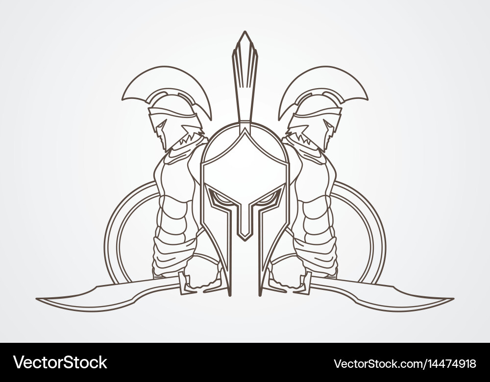 Spartan Warriors with Shields vector image