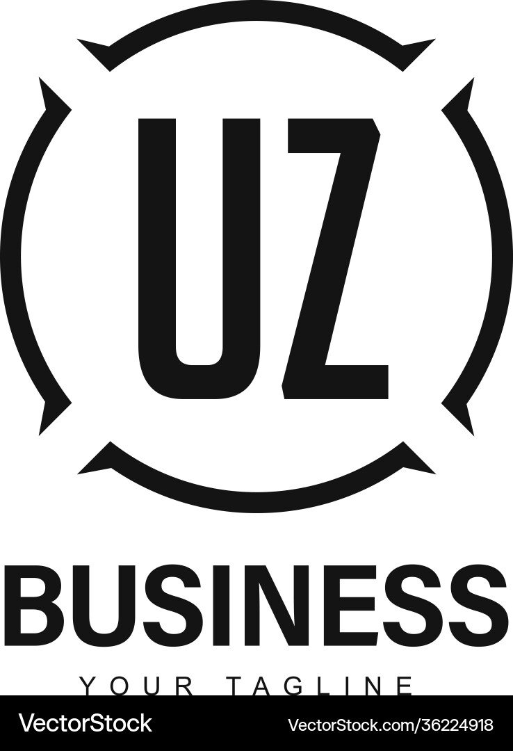 Uz initial a logo design with abstract style Vector Image