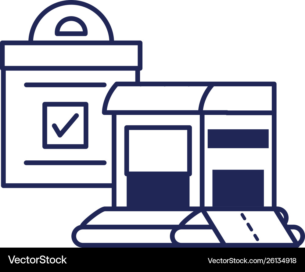 Warehouse building structure with checklist Warehouse building structure with checklist Vector Image