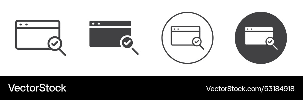 Web page with a magnifying glass and check mark Web page with a magnifying glass and check mark vector image