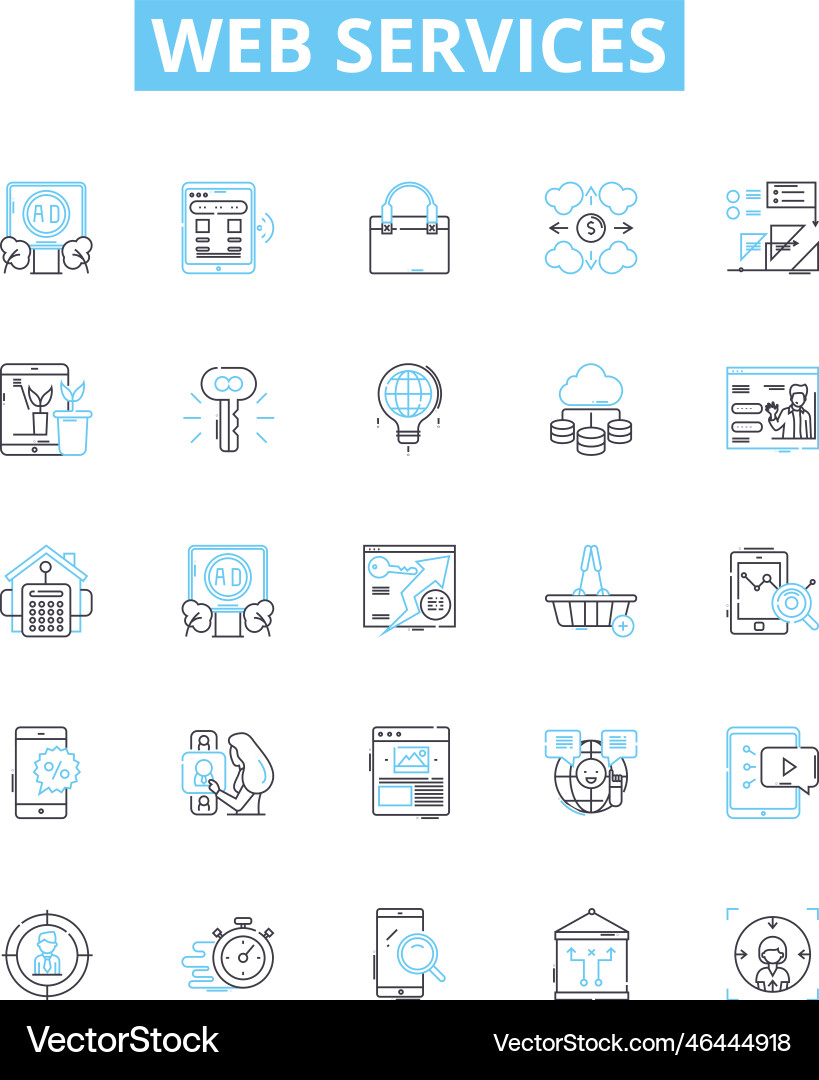 Web services line icons set Vector Image
