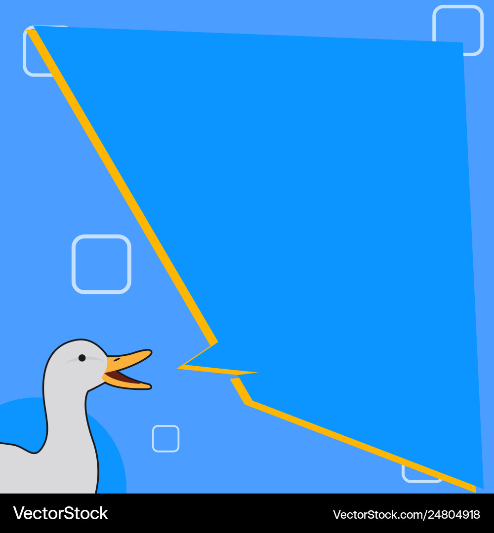 White duck talking with uneven shape speech bubble vector image