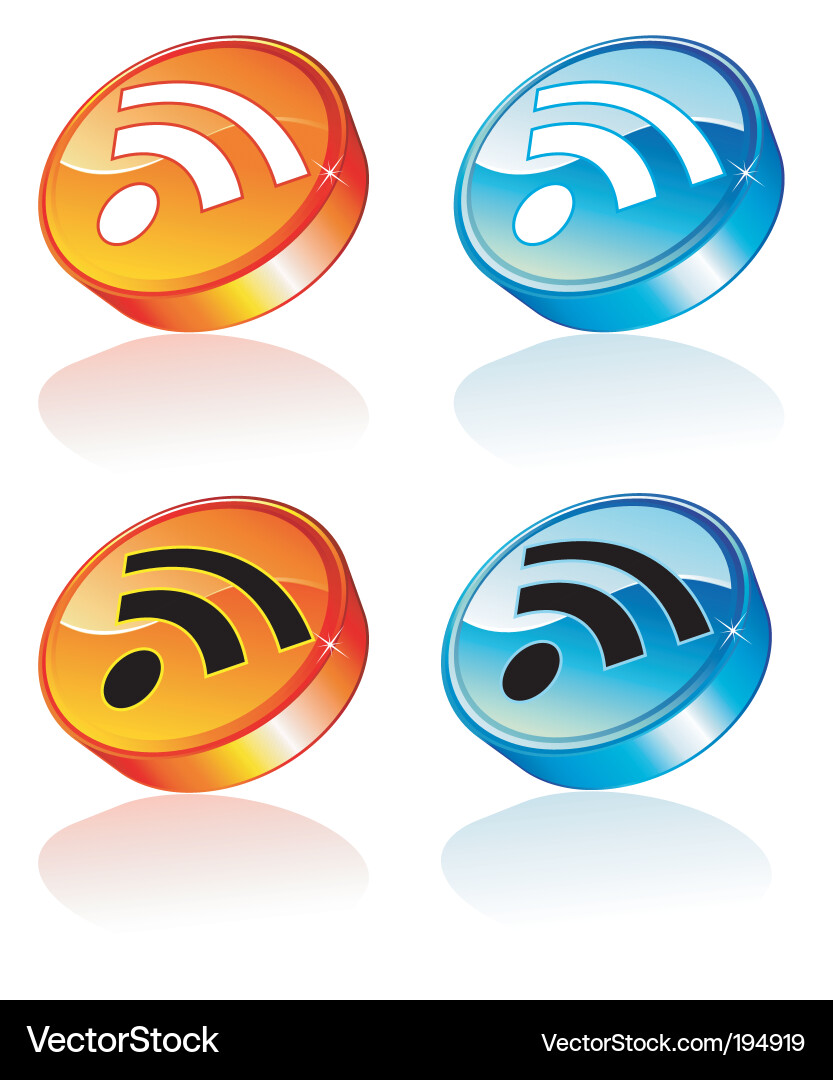 3D RSS Icon - Feed Button vector image