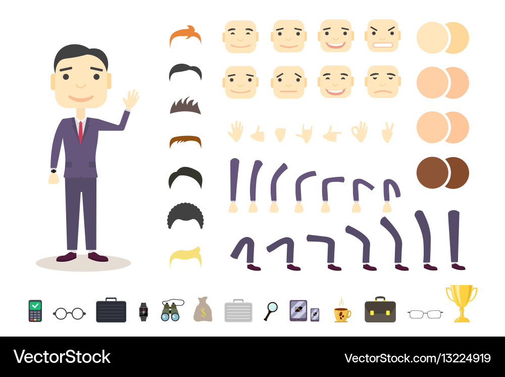 Businessman character creation set build your own vector image
