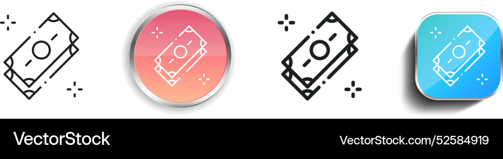 Cash icon thin linear regular and button style vector image