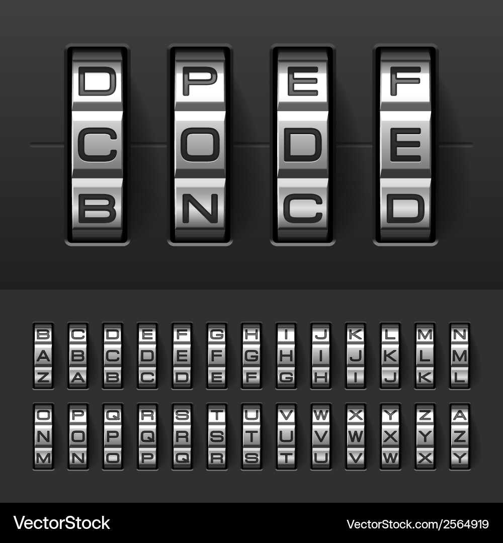 Combination Code Lock - Alphabet Display vector image