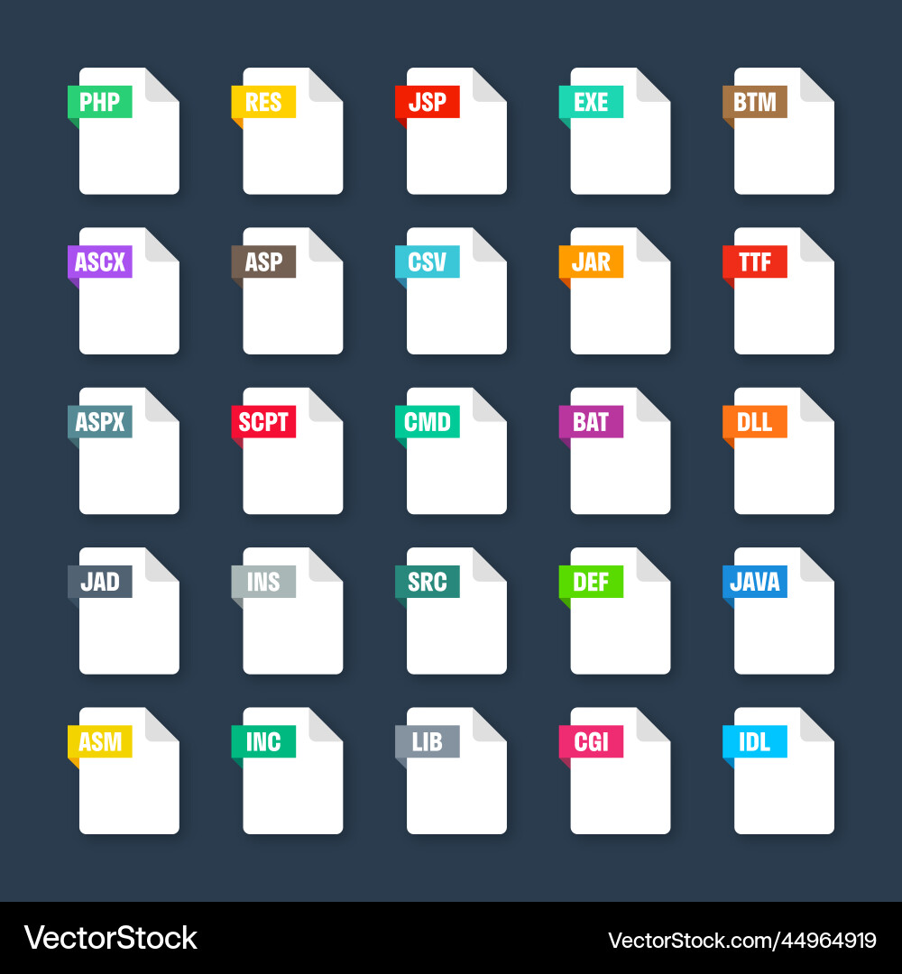 Common system file formats document types Common system file formats document types Vector Image