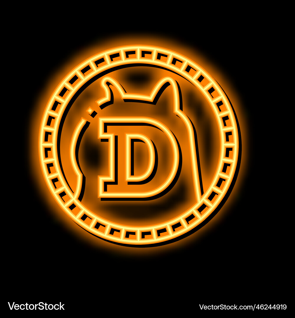 Dogecoin cryptocurrency coin neon glow icon – Royalty-Free Vector |  VectorStock