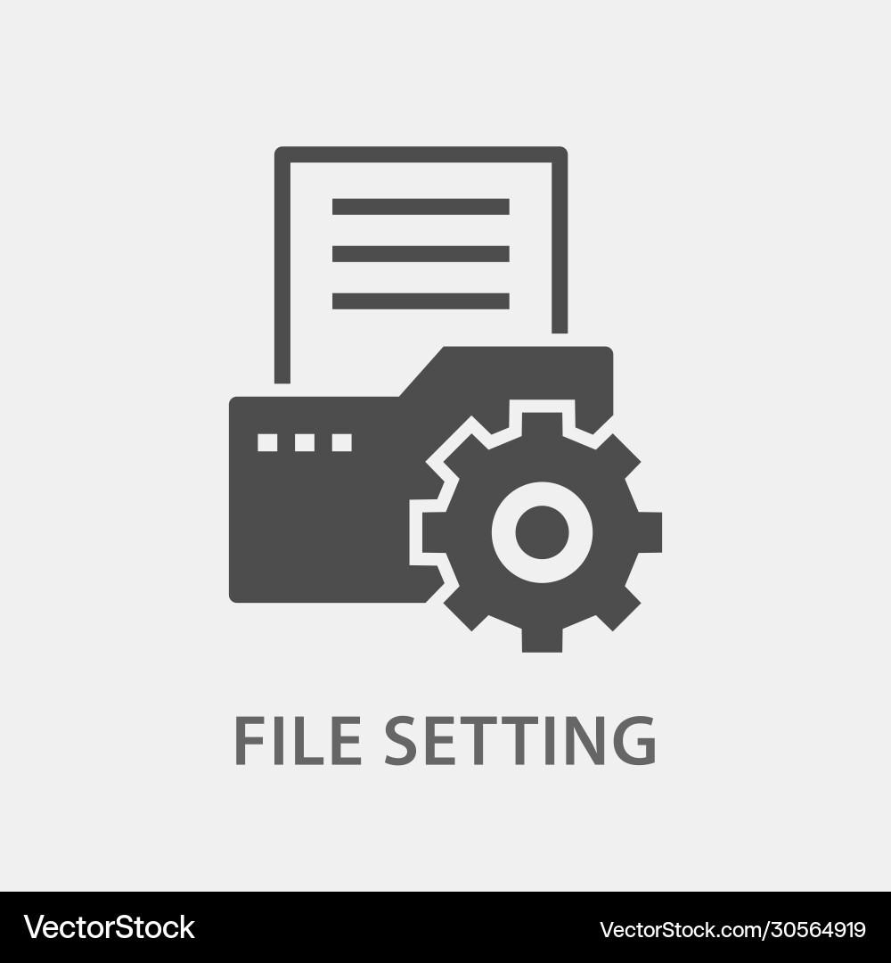 File Settings Icon - Black & White vector image