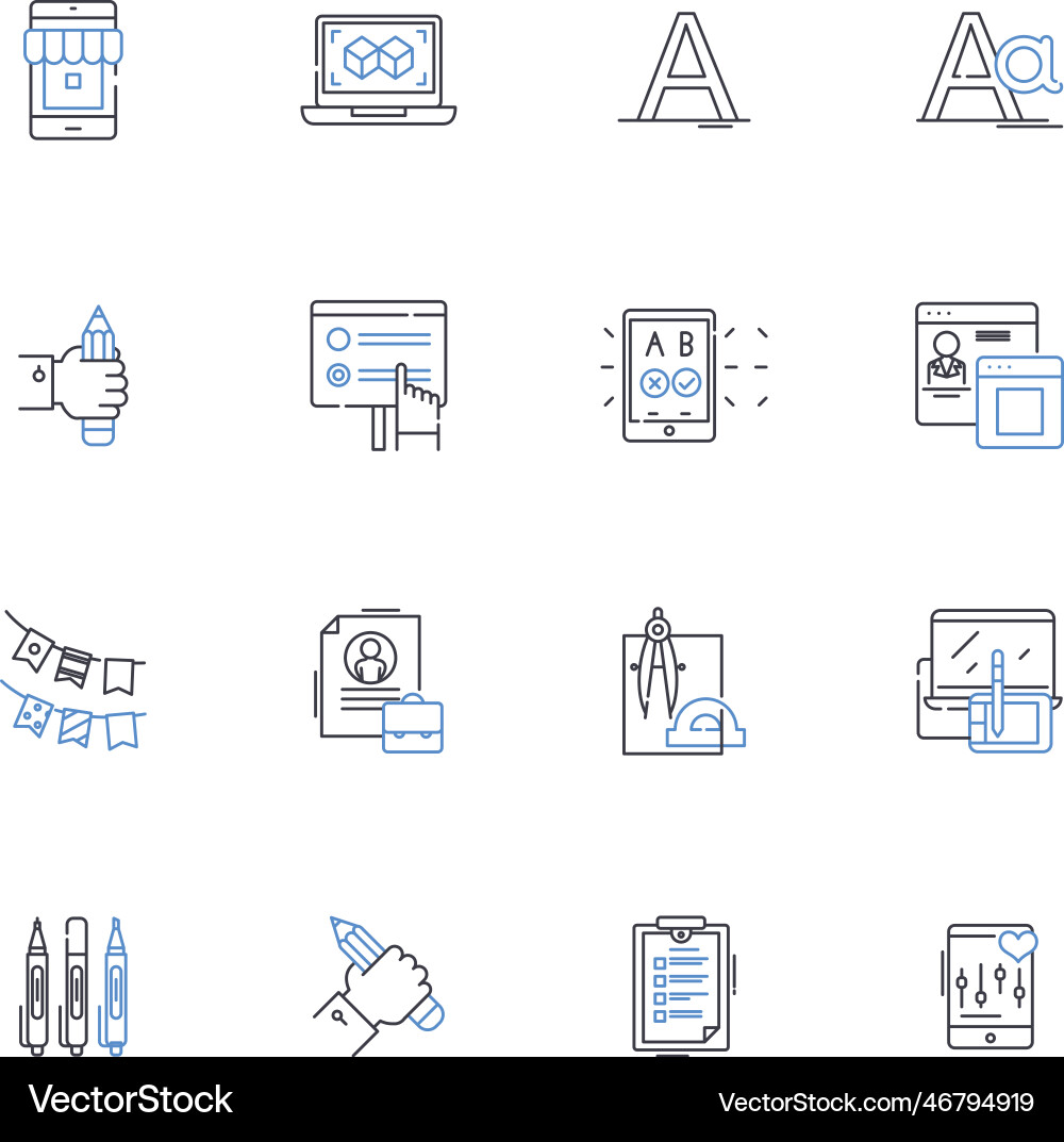 Interactive media line icons collection animation Interactive media line icons collection animation vector image