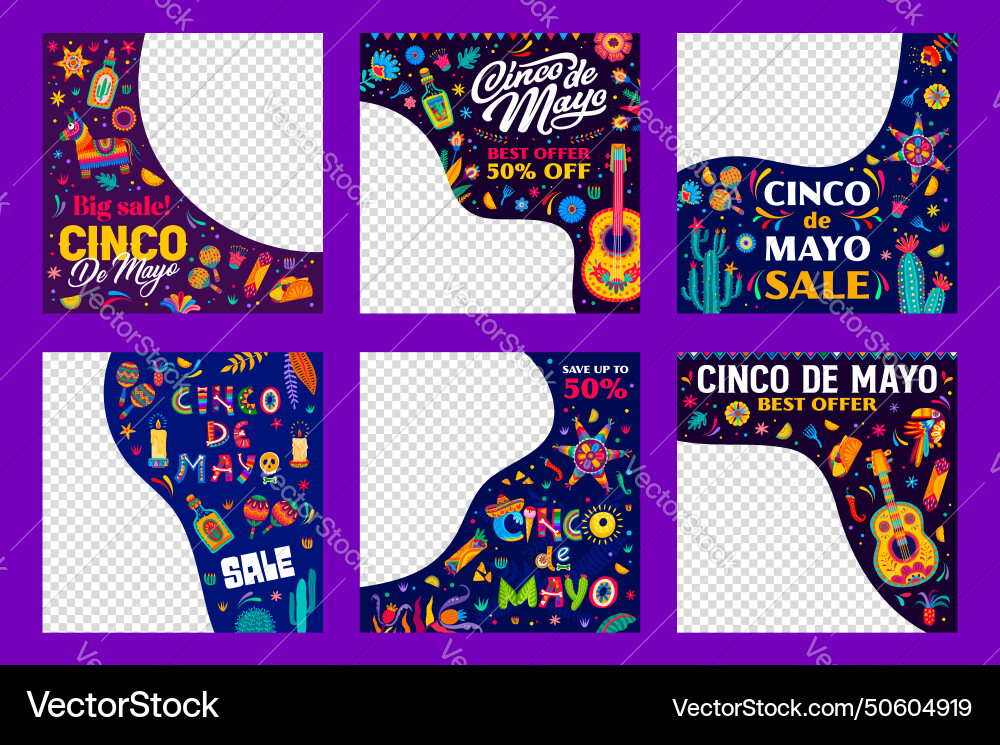 Mexican cinco de mayo holiday sale banners promo Mexican cinco de mayo holiday sale banners promo vector image