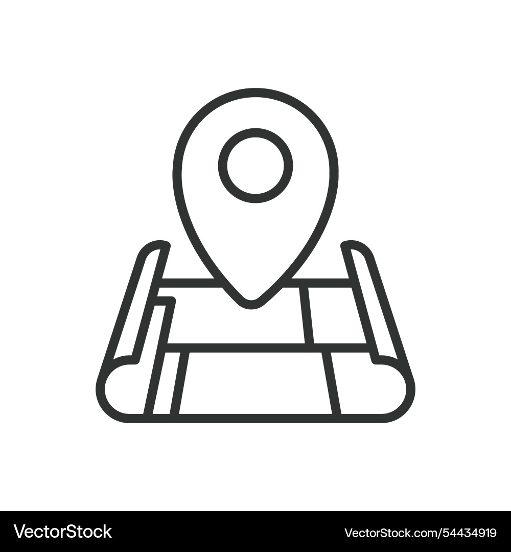 Pin on a map icon in line design location vector image