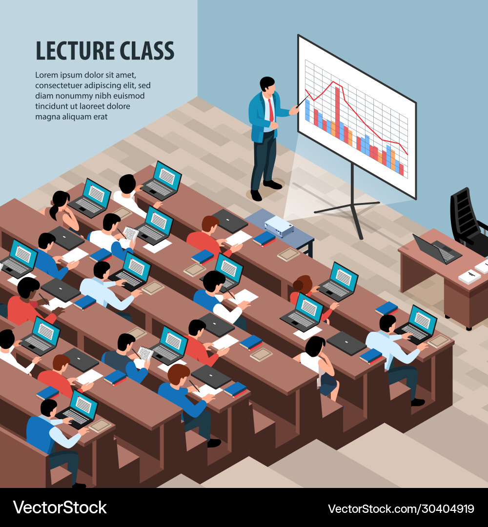 Professors lecture isometric background vector image