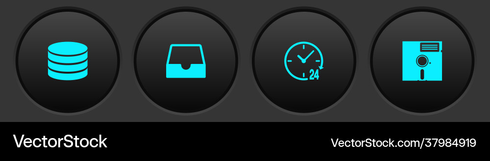 Set database social media inbox clock 24 hours Set database social media inbox clock 24 hours vector image