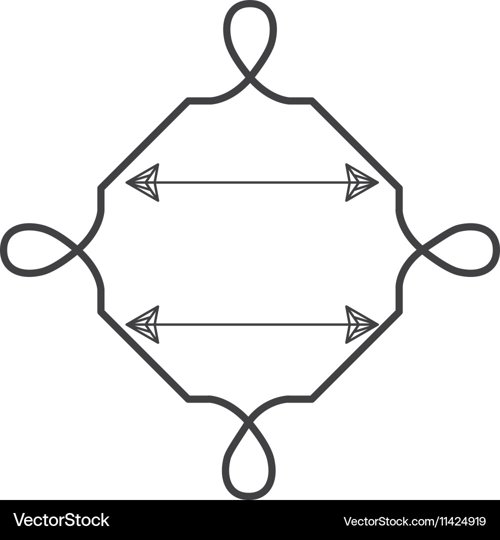 Silhouette with continued lines and two arrows vector image