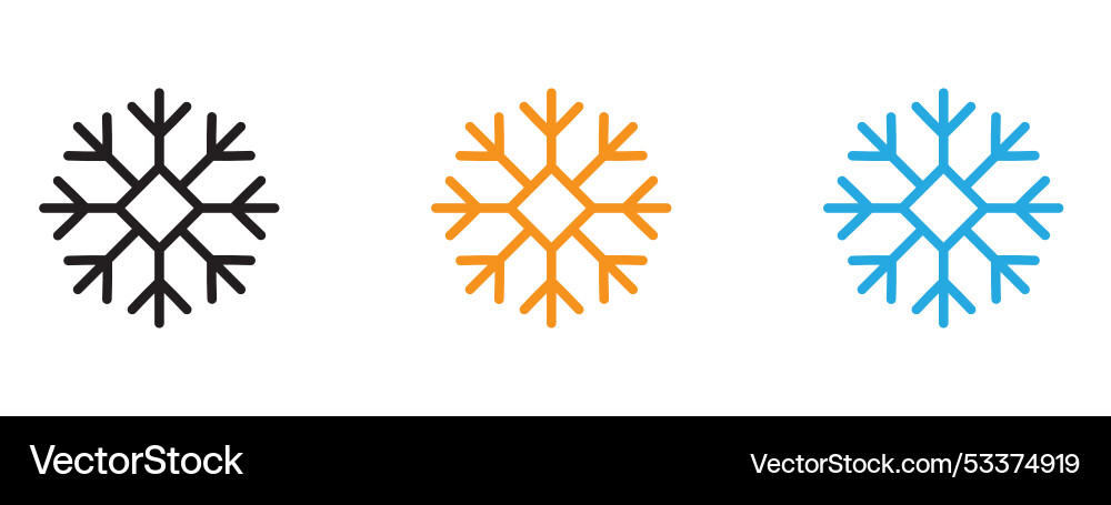 Snowflake icon thin line set vector image