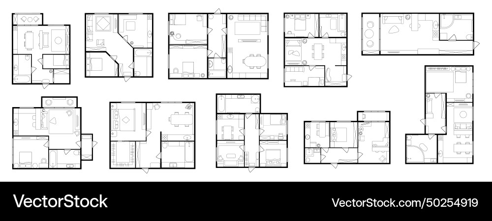 Top view floor plan interior design vector image