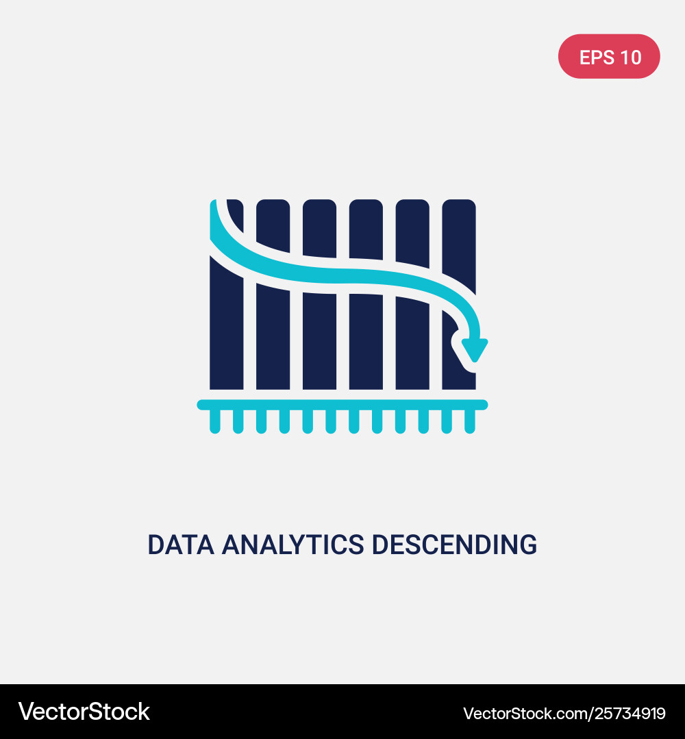 Two color data analytics descending line graphic vector image