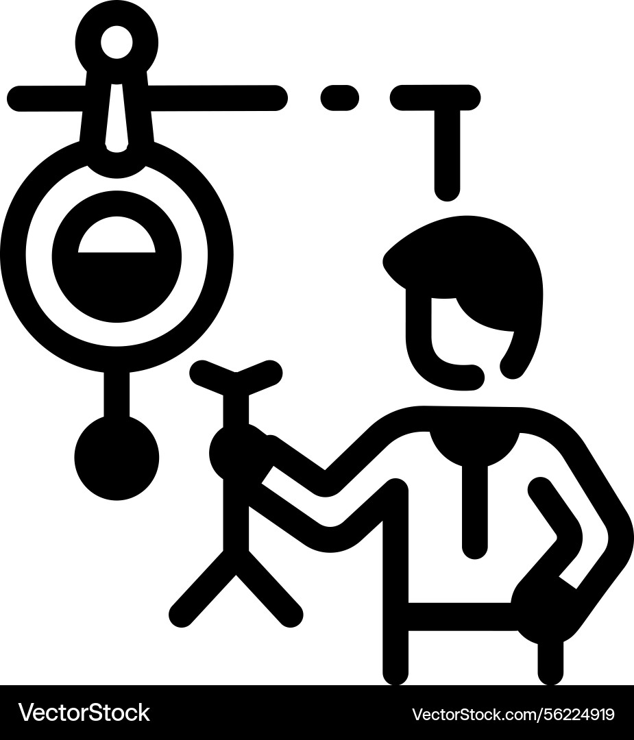 Weba character doing physics practical line icon vector image