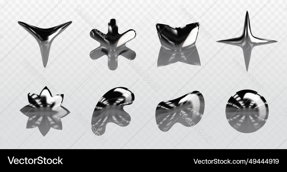 Y2k chrome elements set Y2k chrome elements set vector image