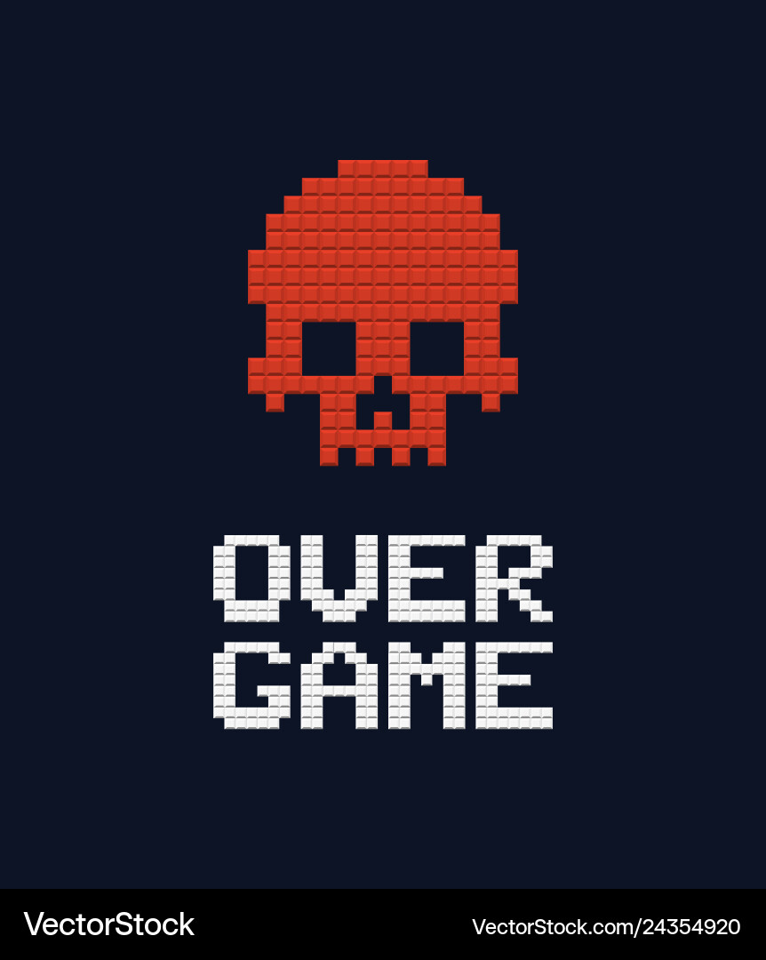 8-bit Game Over Skull vector image