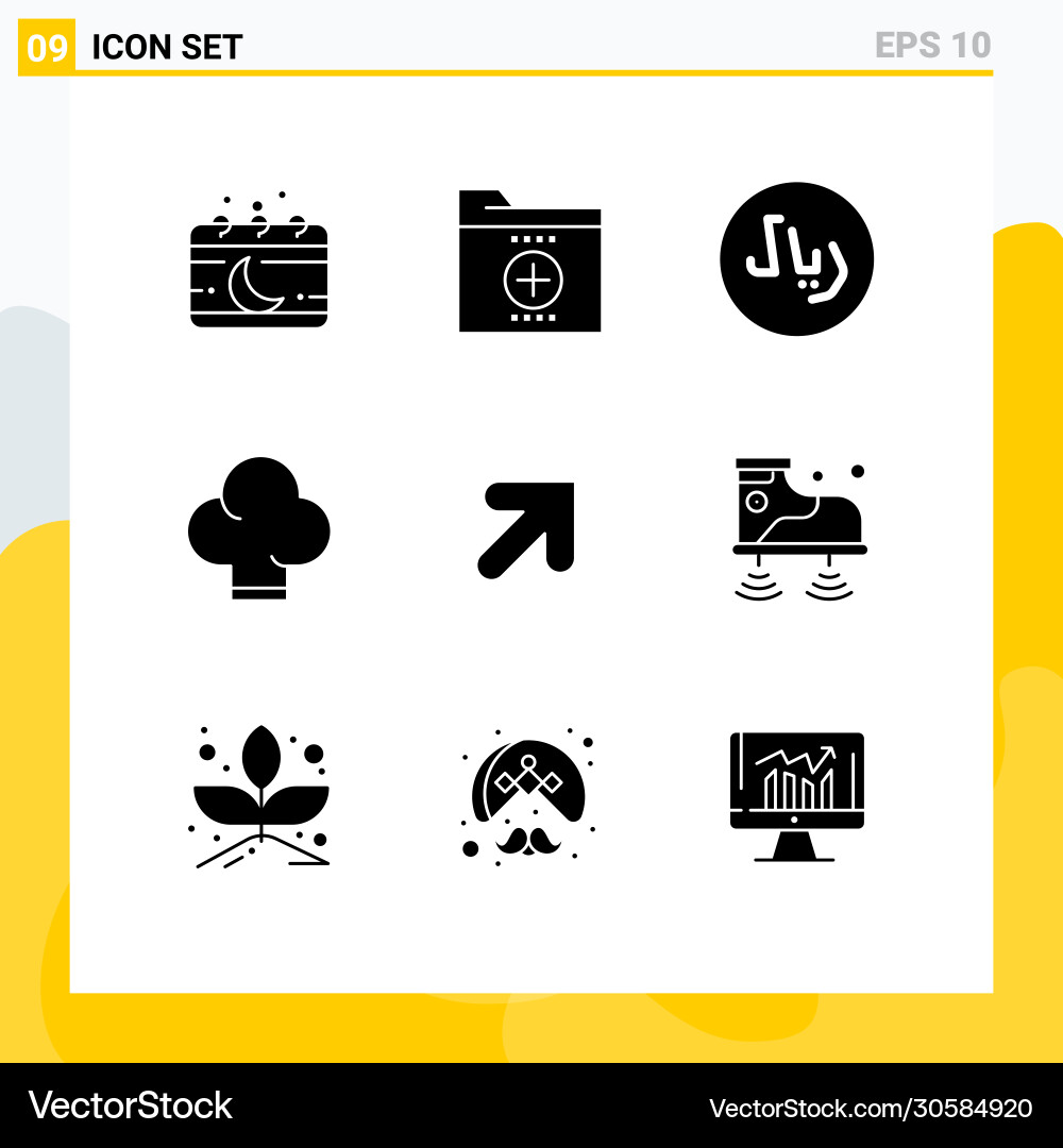 9 universal solid glyphs set for web and mobile Vector Image
