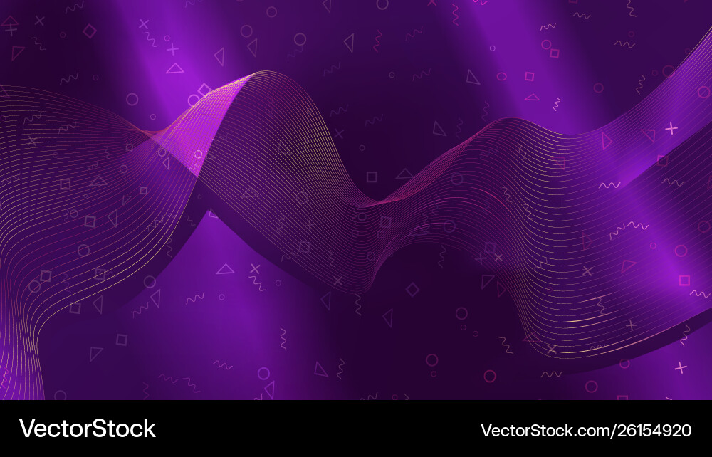 Abstract wave mesh on geometry shape purple Vector Image
