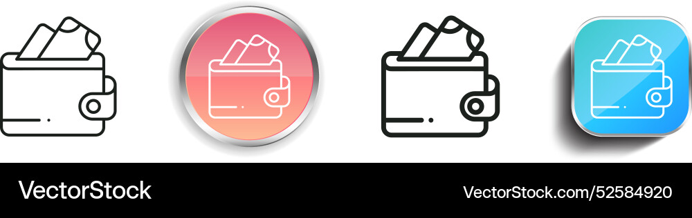 Cash icon thin linear regular and button style vector image