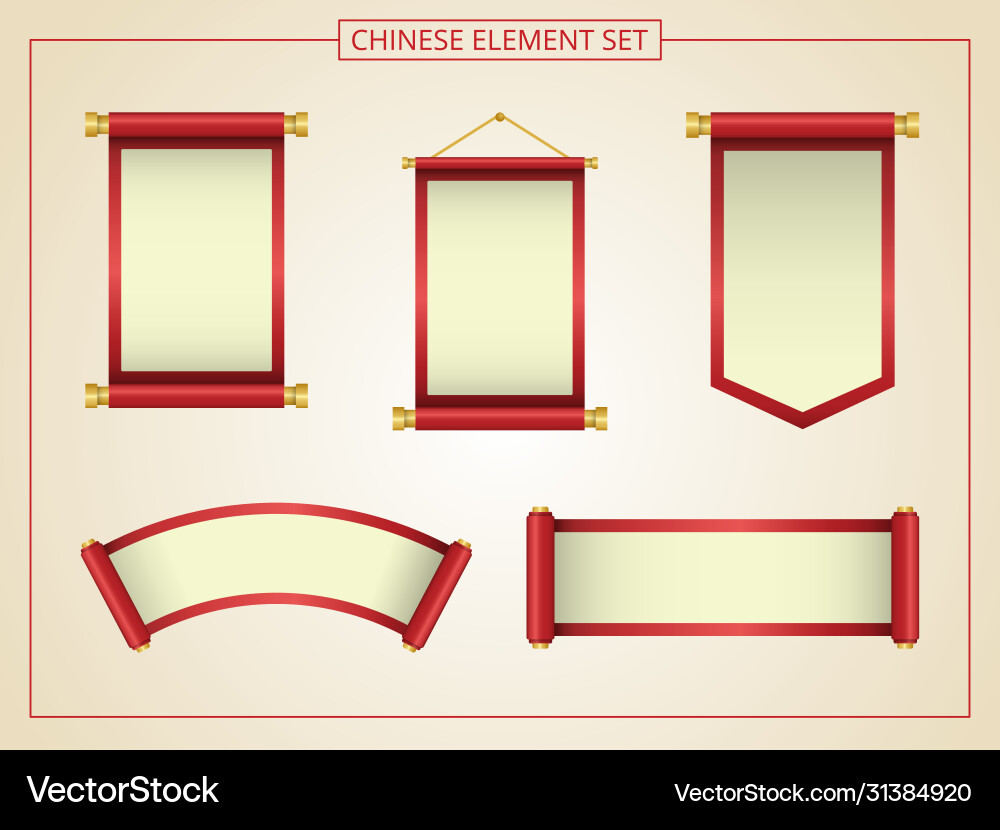 Chinese scroll with red and yellow color Chinese scroll with red and yellow color vector image