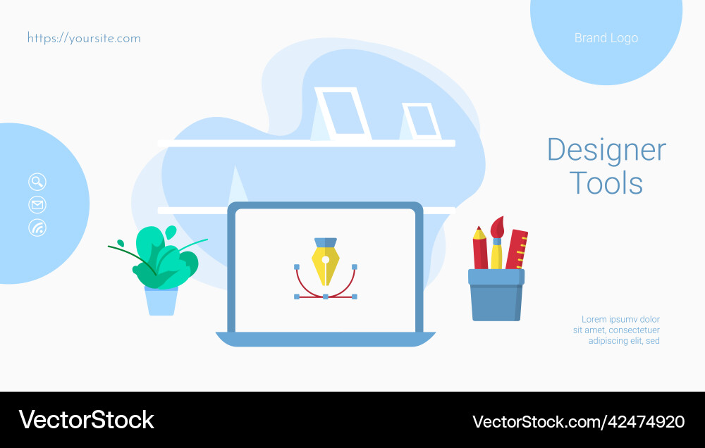 Designer tool web banner or page flat template Vector Image