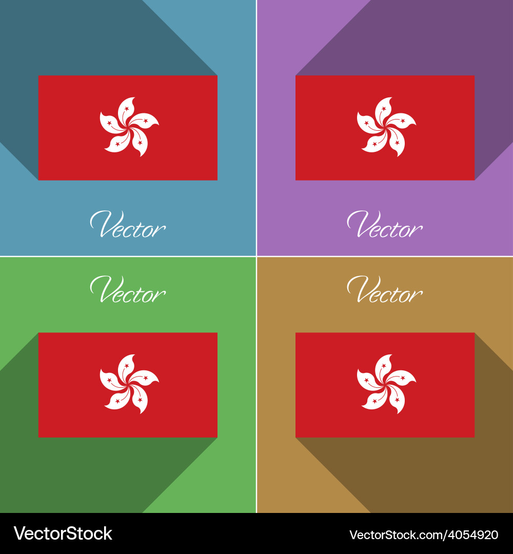 Flags hong kong set of colors flat design and long vector image