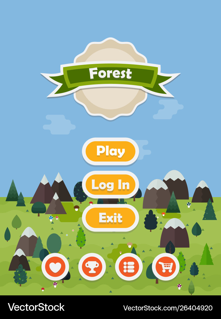 Flat forest gui scene Vector Image