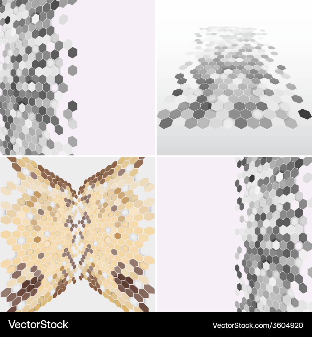 Geometric backgrounds set abstract hexagonal vector image