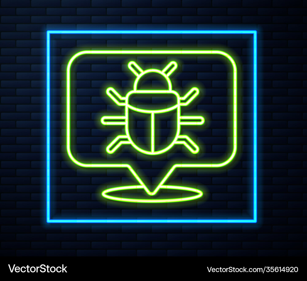 Glowing neon line system bug concept icon isolated Glowing neon line system bug concept icon isolated vector image