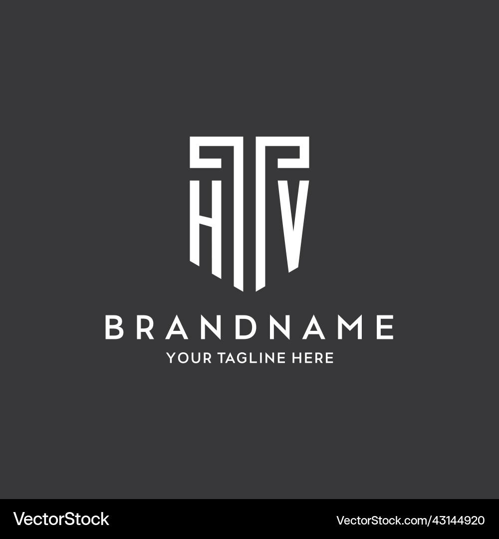 Hv monogram initial name with shield shape icon Hv monogram initial name with shield shape icon vector image